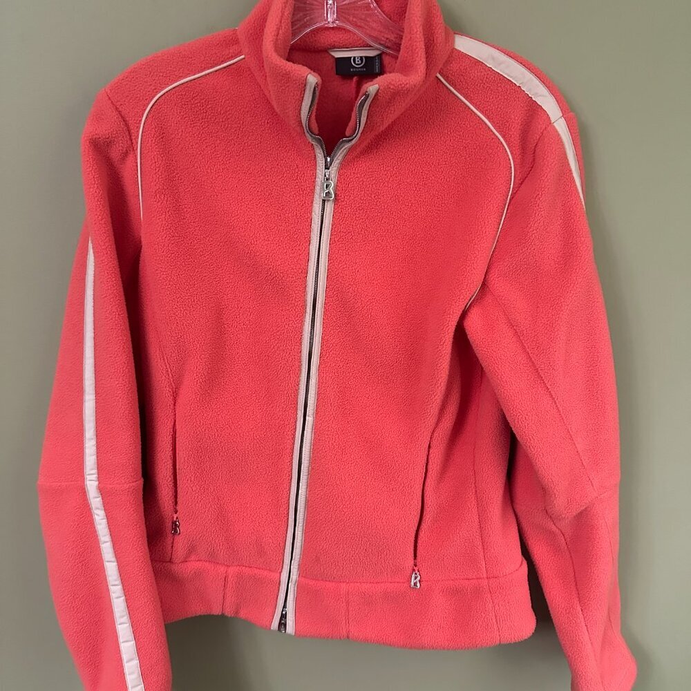 Bogner Fleece Jacket Size 8 Womens Full Zip Signature B Pockets‎ Gorpcore Orange